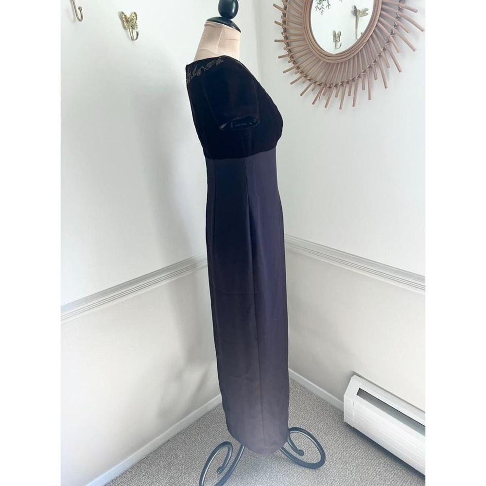 Vintage Liz Claiborne Brown Velvet Embroidered Evening Gown Wedding Dress - Picture 2 of 8